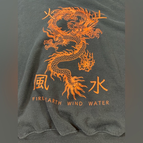 SCW Black Hoodie with Red Chinese Dragon Graphic large no drawstring (bin KK27) - Picture 2 of 8